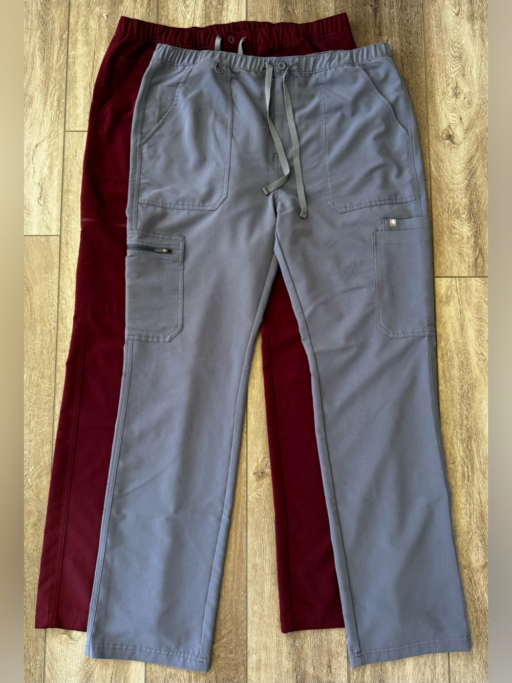 Lot Of 2- FIGS Cairo Straight-Leg Scrub Pants Men’s XL TALL Burgundy & Blue Gray